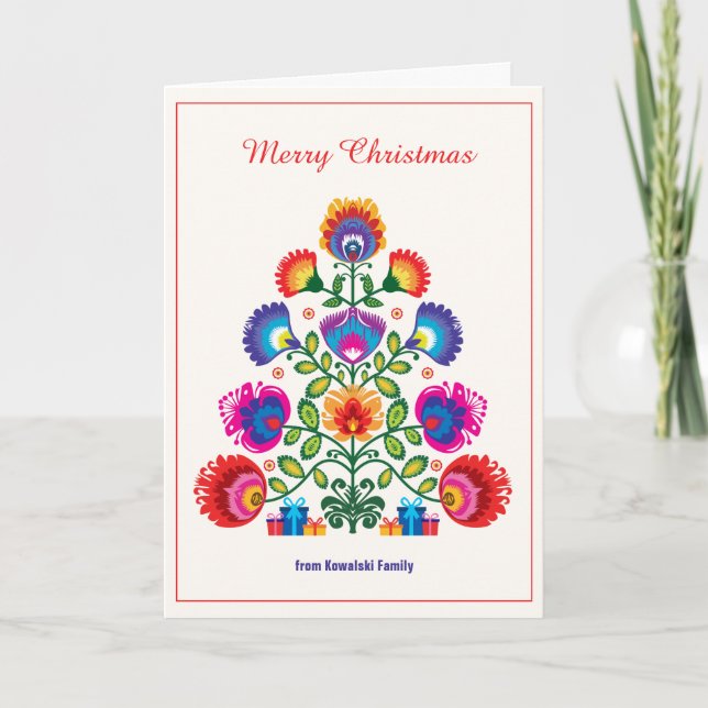 Tarjeta 🎄Árbol de Navidad - estilo folclore (Anverso)