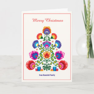 Tarjeta 🎄Árbol de Navidad - estilo folclore
