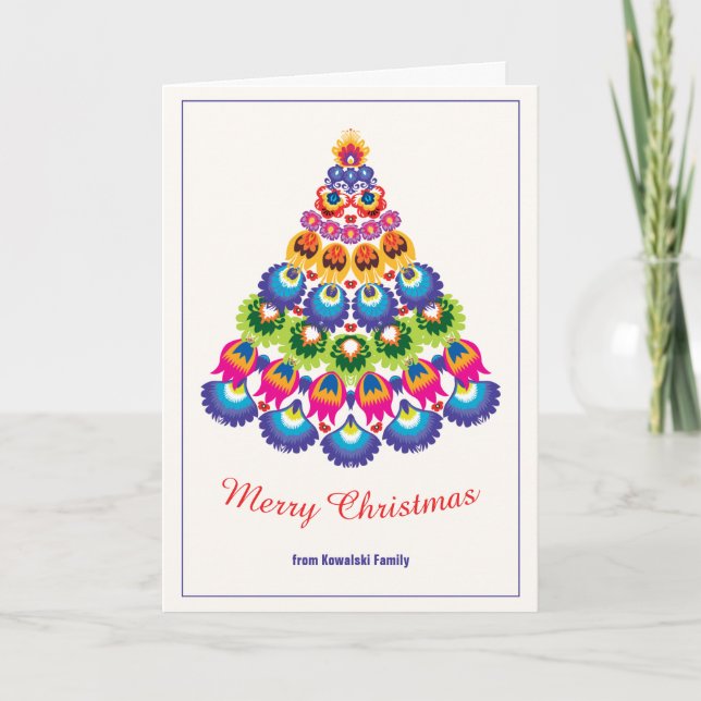 Tarjeta 🎄 árbol de Navidad - estilo folclórico (Anverso)