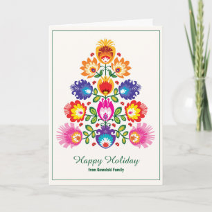 Tarjeta 🎄 árbol de Navidad - estilo folclórico