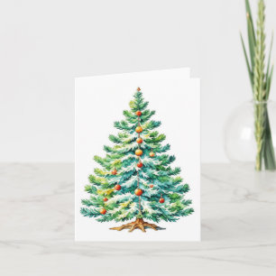 Tarjeta Árbol de Navidad F: acuarelas y pluma