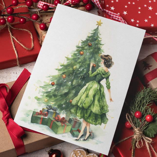 Tarjeta Árbol de Navidad femenino retro 50 (Subido por el creador)