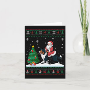 Tarjeta Árbol de Navidad feo ilumina el borde de Santa Rid
