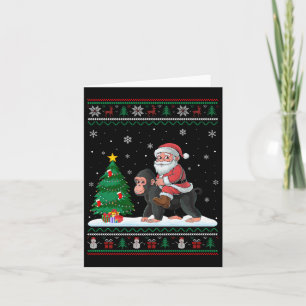 Tarjeta Árbol de Navidad feo ilumina el simio de Santa Rid