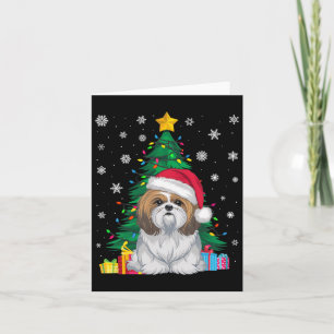Tarjeta Árbol de Navidad feo y dulce ilumina a Shih Tzu Do