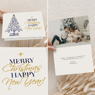 Tarjeta Árbol de Navidad Foto Minimalista Elegante