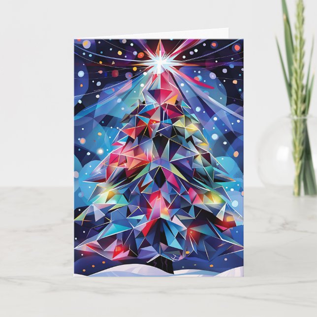 Tarjeta Árbol de Navidad geométrico (Anverso)