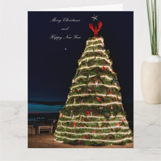 Tarjeta Árbol de Navidad grande de trampa de langosta de R