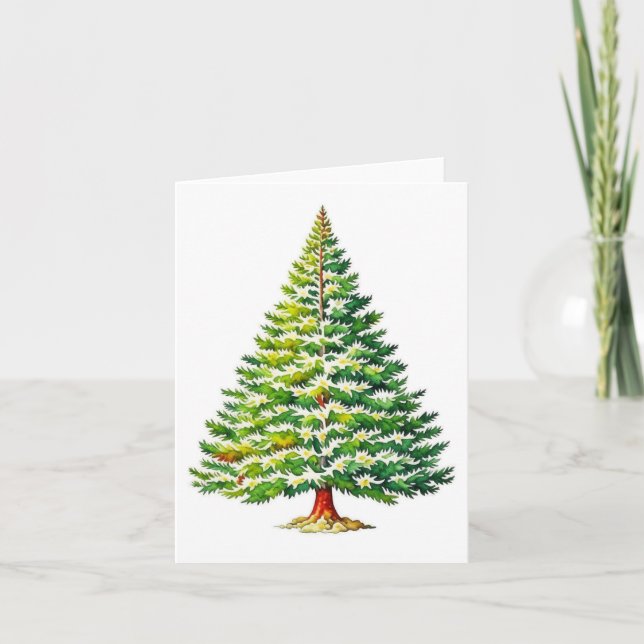 Tarjeta Árbol de Navidad H: acuarelas y pluma (Anverso)