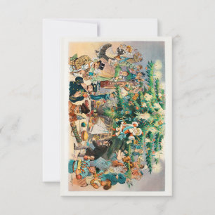 Tarjeta Árbol de Navidad Ilustración Vintage de Navidad