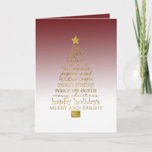 Tarjeta Árbol de Navidad Inspirador Rojo Blanco Dorado