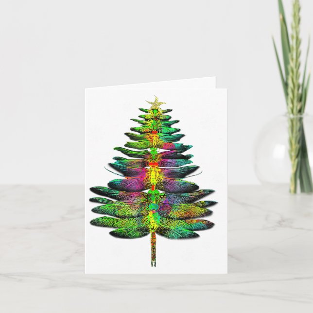 Tarjeta Árbol de Navidad Libélula Libélula Navidad  (Anverso)