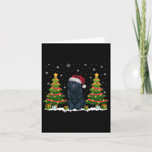 Tarjeta Árbol de Navidad Luz de Terranova Perro Santa Hat
