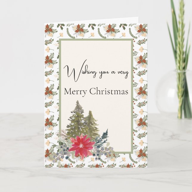 Tarjeta Árbol de Navidad marrón y verde (Anverso)
