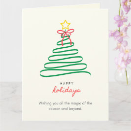 Tarjeta Árbol de Navidad Minimalista Felices Fiestas Doble