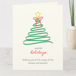 Tarjeta Árbol de Navidad Minimalista Felices Fiestas Doble