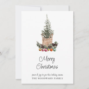 Tarjeta Árbol de Navidad minimalista moderno en acuarela