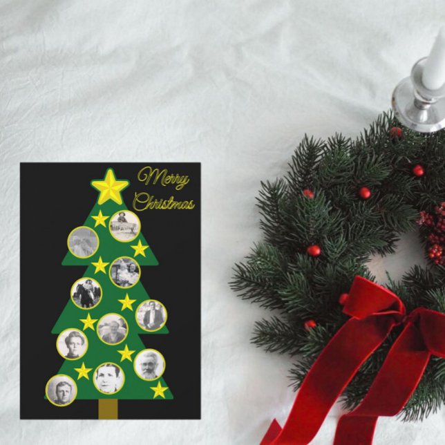 Tarjeta Árbol de Navidad moderno con ornamentos de fotos n (Subido por el creador)