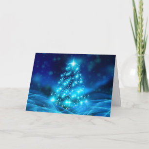 Tarjeta Árbol de Navidad moderno eléctrico azul vacaciones