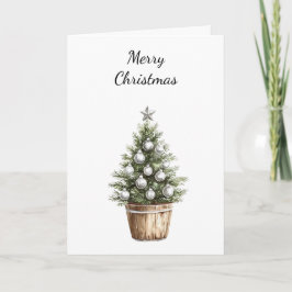 Tarjeta Árbol de Navidad Ornamentos de Plata