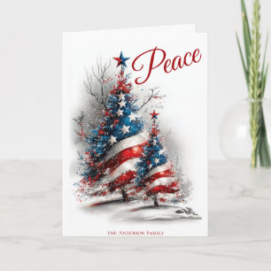 Tarjeta Árbol de Navidad Patriótico de la Paz