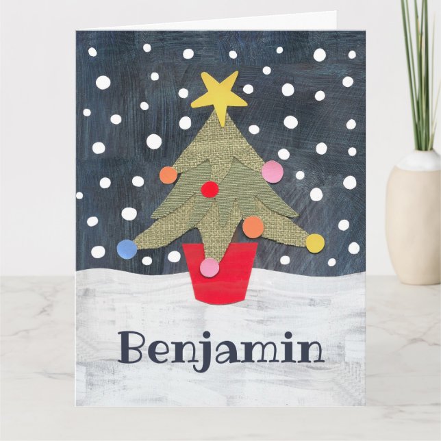 Tarjeta Árbol de Navidad personalizado (Anverso)