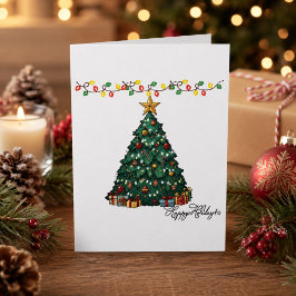 Tarjeta Árbol de Navidad Personalizado Felices Fiestas 
