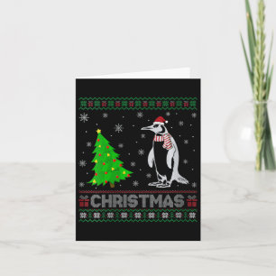 Tarjeta Árbol de Navidad pingüino femenino iluminando Navi