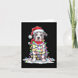 Tarjeta Árbol de Navidad Pitbull Santa Hat Ilumina Perro d