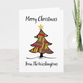 Tarjeta Árbol de Navidad Red Kente 5x7 plegable