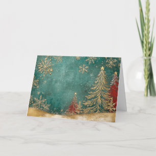 Tarjeta Árbol de Navidad Relieve metalizado dorado con cop