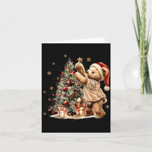 Tarjeta Árbol de Navidad Retro Vintage y Temporada de Vaca