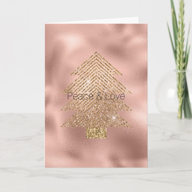 Tarjeta Árbol de Navidad Rosa Glitzy Purpurina (Anverso)