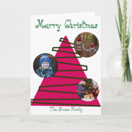 Tarjeta Árbol de Navidad rosa y verde