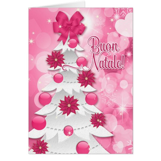 Tarjeta Árbol de navidad rosado de lengua italiana del