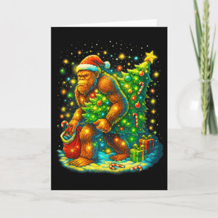 Tarjeta Árbol de Navidad Santa Bigfoot Divertido Sasquatch