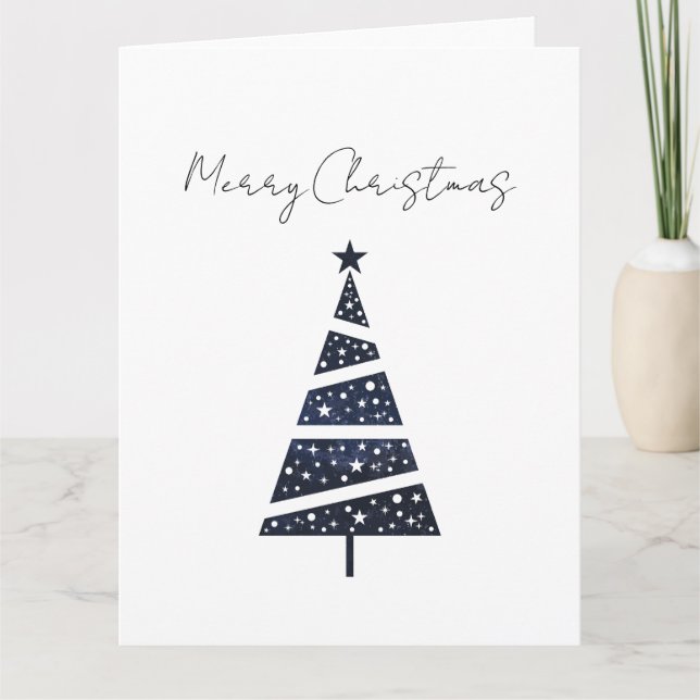 Tarjeta Árbol de Navidad simple logo de Navy  (Anverso)