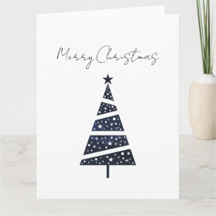 Tarjeta Árbol de Navidad simple logo Navy Feliz Navidad 