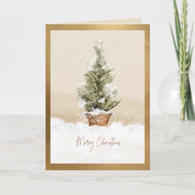 Tarjeta Árbol de Navidad simple y elegante (Anverso)
