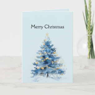 Tarjeta Árbol de Navidad Sky Blue Gold