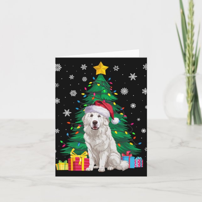 Tarjeta Árbol de navidad sudoroso ilumina el gran perro de (Anverso)