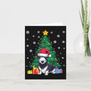 Tarjeta Árbol de navidad sudoroso ilumina perro de rat ter
