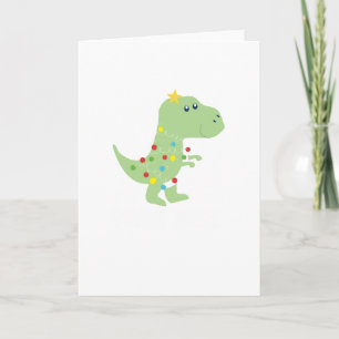 Tarjeta Árbol de Navidad T Rex Dinosaurio Regalo Divertido