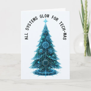 Tarjeta Árbol de Navidad tecnológico navideño