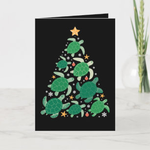 Tarjeta Árbol de Navidad Tortuga Marina Estrella Estrella