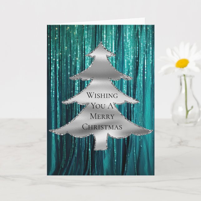 Tarjeta Árbol de Navidad verde azulado de Tinsón Verde Pla (Planta pequeña)