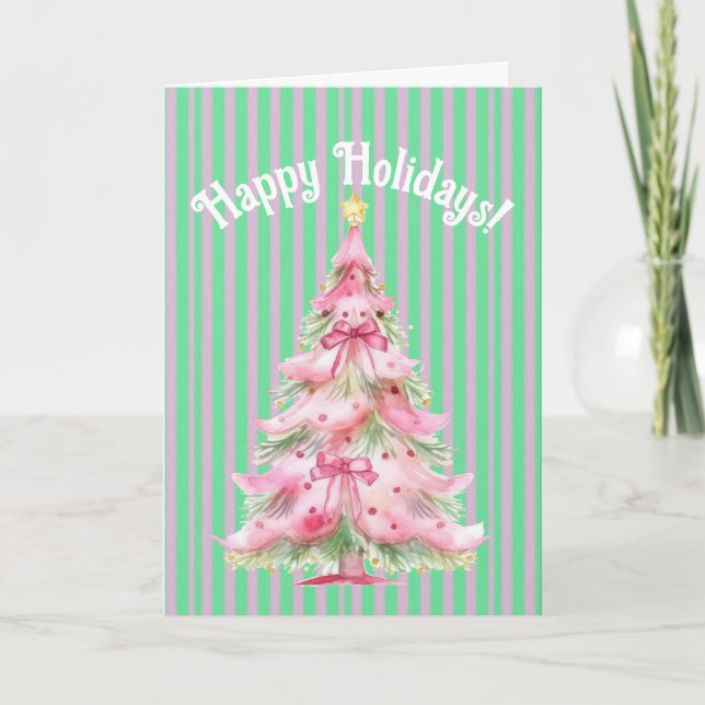 Tarjeta Árbol de Navidad verde dulce personalizado (Anverso)