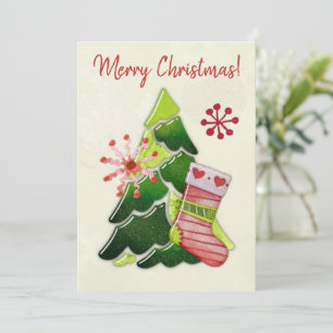 Tarjeta Árbol de Navidad y capricho de media