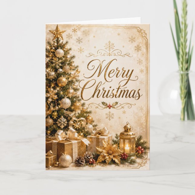 Tarjeta Árbol de Navidad y regalos (Anverso)