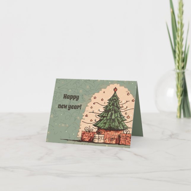 Tarjeta Árbol de Navidad y regalos (Anverso)
